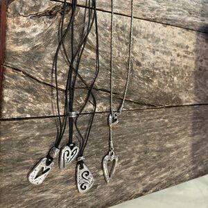 Brighton Silver and Black Heart Pendant Necklace Set